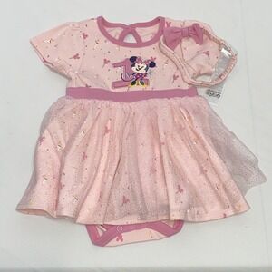 Disney Baby Minnie Mouse Toddler Girls Pink Tulle Skirt 18-24 months w/Headband